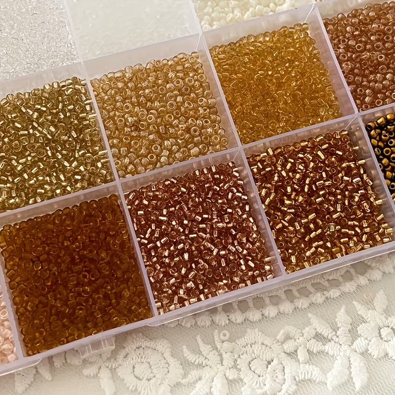 Pack of 15200pcs 2mm White & Champagne Seed Beads for DIY Crafts